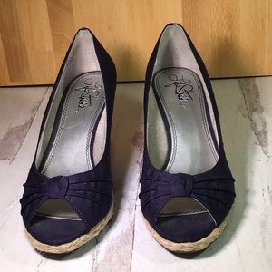 Navy Wedge Espadrilles, size 9.5